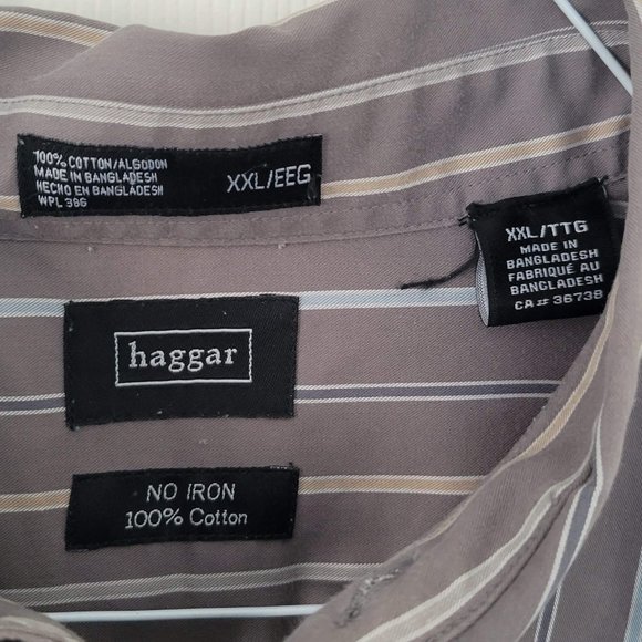 HAGGAR, Men's Dress Shirt, XXL, Grey with stripes - Picture 3 of 3